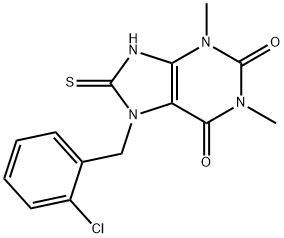 7-(2-Chloro-benzyl)-8-mercapto-1,3-dimethyl-3,7-dihydro-purine-2,6-dione 结构式