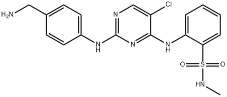 2-[[2-[[4-(氨甲基)苯基]氨基]-5-氯-4-嘧啶基]氨基]-N-甲基苯磺酰胺, 1809947-04-3, 结构式