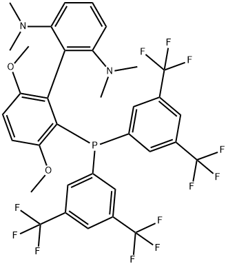 2'-(Bis(3,5-bis(trifluoromethyl)phenyl)phosphino)-3',6'-dimethoxy-N2,N2,N6,N6-tetramethyl-[1,1'-biphenyl]-2,6-diamine Structure