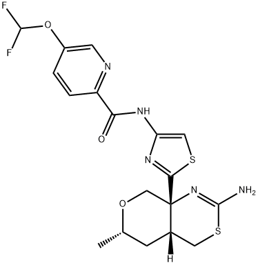 N-(2-((4aR,6S,8aR)-2-amino-6-methyl-4,4a,5,6-tetrahydropyrano[3,4-d][1,3]thiazin-8a(8H)-yl)thiazol-4-yl)-5-(difluoromethoxy)picolinamide Structure
