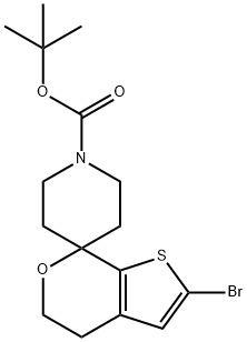 tert-butyl 2'-bromo-4',5'-dihydrospiro[piperidine-4,7'-thieno[2,3-c]pyran]-1-carboxylate Struktur