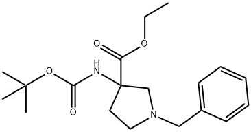 1-苄基-3-(BOC-氨基)吡咯烷-3-甲酸乙酯 结构式