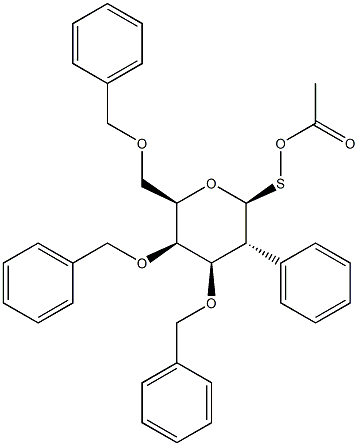 苯基 3,4,6-三-O-(苯基甲基)-1-硫代-BETA-D-吡喃半乳糖苷乙酸酯 结构式