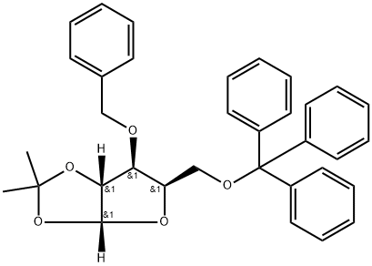 1,2-O-(异丙亚基)-3-O-(苄基)-5-O-(三苯基甲基)-ALPHA-D-呋喃木糖, 185541-37-1, 结构式