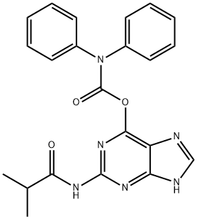 Diphenylcarbamic acid 2-[(2-methyl-1-oxopropyl)amino]-1H-purin-6-yl ester Struktur