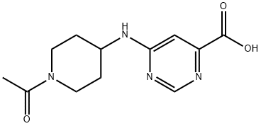 4-Pyrimidinecarboxylic acid, 6-[(1-acetyl-4-piperidinyl)amino]- Structure