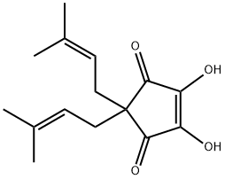 4,5-Dihydroxy-2,2-bis(3-methyl-2-butenyl)- 4-cyclopentene-1,3-dione Structure