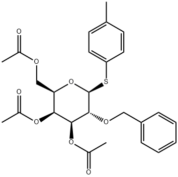 4-Methylphenyl 2-O-(phenylmethyl)-1-thio-beta-D-galactopyranoside triacetate Struktur