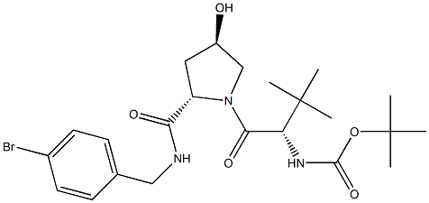 tert-butyl ((S)-1-((2S,4R)-2-((4-bromobenzyl)carbamoyl)-4-hydroxypyrrolidin-1-yl)-3,3-dimethyl-1-oxobutan-2-yl)carbamate Struktur