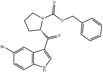 1-Pyrrolidinecarboxylic acid, 2-[(5-bromo-1H-indol-3-yl)carbonyl]-, phenylmethyl ester, (S)- Struktur
