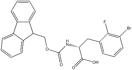 N-Fmoc-3-bromo-2-fluoro-D-phenylalanine 化学構造式