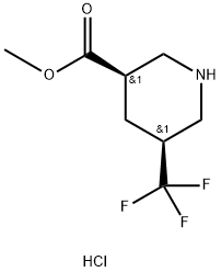 METHYL CIS-5-(TRIFLUOROMETHYL)PIPERIDINE-3-CARBOXYLATE HYDROCHLORIDE 结构式