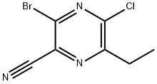 3-溴-5-氯-6-乙基吡嗪-2-甲腈, 2043020-03-5, 结构式