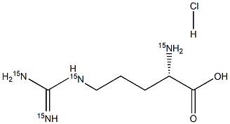 L-アルギニン塩酸塩 (U-15N4, 96-99%) 化学構造式