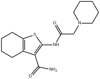 2-[(1-piperidinylacetyl)amino]-4,5,6,7-tetrahydro-1-benzothiophene-3-carboxamide,20886-95-7,结构式