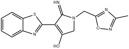 4-(benzo[d]thiazol-2-yl)-5-imino-1-((3-methyl-1,2,4-oxadiazol-5-yl)methyl)-2,5-dihydro-1H-pyrrol-3-ol Struktur