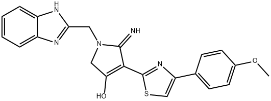 1-((1H-benzo[d]imidazol-2-yl)methyl)-5-imino-4-(4-(4-methoxyphenyl)thiazol-2-yl)-2,5-dihydro-1H-pyrrol-3-ol Structure