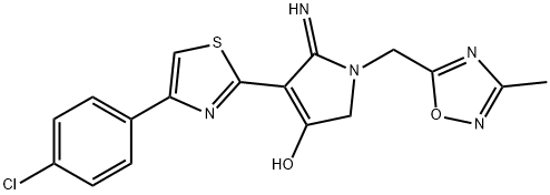 4-(4-(4-chlorophenyl)thiazol-2-yl)-5-imino-1-((3-methyl-1,2,4-oxadiazol-5-yl)methyl)-2,5-dihydro-1H-pyrrol-3-ol Struktur