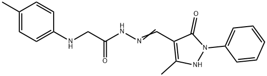 (E)-N'-((5-methyl-3-oxo-2-phenyl-2,3-dihydro-1H-pyrazol-4-yl)methylene)-2-(p-tolylamino)acetohydrazide Struktur
