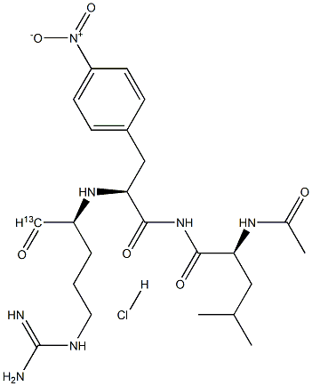 L-Phenylalaninamide, N-acetyl-L-leucyl-N-[(1S)-4-[(aminoiminomethyl)amino]-1-(formyl-13C)butyl]-4-nitro-, monohydrochloride (9CI) 结构式