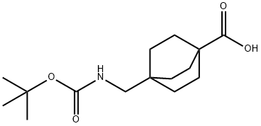 4-(((tert-Butoxycarbonyl)amino)methyl)bicyclo[2.2.2]octane-1-carboxylicacid Structure