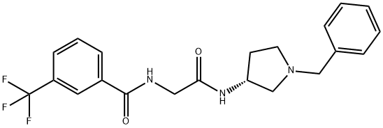 (R)-N-(2 - ((1-苄基吡咯-3-基)氨基)-2-氧乙基)-3-(三氟甲基)苯甲酰胺, 226228-88-2, 结构式