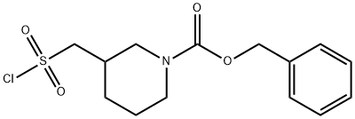 3-((クロロスルホニル)メチル)ピペリジン-1-カルボン酸ベンジル 化学構造式