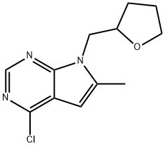 4-Chloro-6-methyl-7-((tetrahydrofuran-2-yl)methyl)-7H-pyrrolo[2,3-d]pyrimidine Struktur