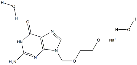 Sodium 2-((2-amino-6-oxo-1H-purin-9(6H)-yl)methoxy)ethanolate dihydrate Structure