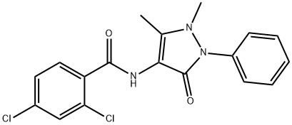 2,4-dichloro-N-(1,5-dimethyl-3-oxo-2-phenyl-2,3-dihydro-1H-pyrazol-4-yl)benzamide 结构式