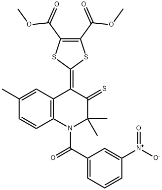 dimethyl 2-(2,2,6-trimethyl-1-(3-nitrobenzoyl)-3-thioxo-2,3-dihydro-4(1H)-quinolinylidene)-1,3-dithiole-4,5-dicarboxylate Struktur