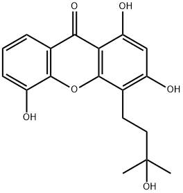 1,3,5-Trihydroxy-4-(3-hydroxy-3-methylbutyl)xanthone Structure