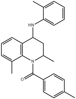 {2,8-dimethyl-4-[(2-methylphenyl)amino]-3,4-dihydroquinolin-1(2H)-yl}(4-methylphenyl)methanone Struktur