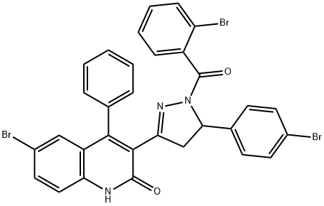 (3-(6-bromo-2-hydroxy-4-phenylquinolin-3-yl)-5-(4-bromophenyl)-4,5-dihydro-1H-pyrazol-1-yl)(2-bromophenyl)methanone|
