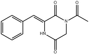 2,5-Piperazinedione, 1-acetyl-3-(phenylmethylene)-, (3Z)- 化学構造式