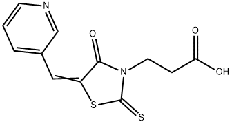 3-[(5E)-4-oxo-5-(pyridin-3-ylmethylene)-2-thioxo-1,3-thiazolidin-3-yl]propanoic acid Struktur