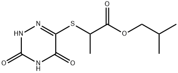 isobutyl 2-[(3,5-dioxo-2,3,4,5-tetrahydro-1,2,4-triazin-6-yl)sulfanyl]propanoate Struktur