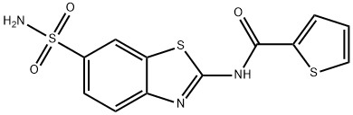 N-[(2E)-6-sulfamoyl-1,3-benzothiazol-2(3H)-ylidene]thiophene-2-carboxamide Struktur