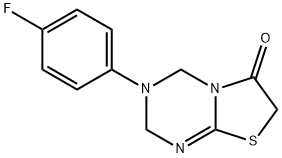 3-(4-fluorophenyl)-3,4-dihydro-2H-[1,3]thiazolo[3,2-a][1,3,5]triazin-6(7H)-one Struktur