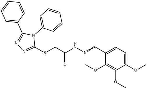 2-[(4,5-diphenyl-4H-1,2,4-triazol-3-yl)sulfanyl]-N'-[(E)-(2,3,4-trimethoxyphenyl)methylidene]acetohydrazide Struktur