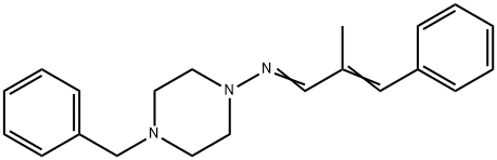 4-benzyl-N-[(2E)-2-methyl-3-phenylprop-2-en-1-ylidene]piperazin-1-amine Struktur