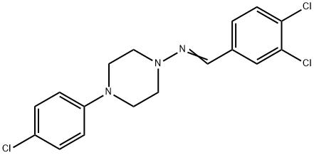 4-(4-chlorophenyl)-N-(3,4-dichlorobenzylidene)piperazin-1-amine Struktur