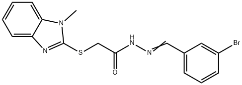 N'-[(E)-(3-bromophenyl)methylidene]-2-[(1-methyl-1H-benzimidazol-2-yl)sulfanyl]acetohydrazide Struktur