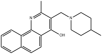 2-methyl-3-[(4-methyl-1-piperidinyl)methyl]benzo[h]quinolin-4-ol Struktur