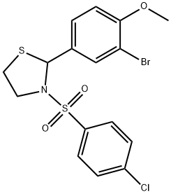 2-(3-Bromo-4-methoxyphenyl)-3-[(4-chlorophenyl)sulfonyl]-thiazolidine Struktur