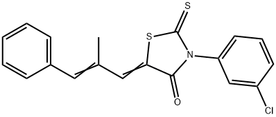 (5Z)-3-(3-chlorophenyl)-5-[(2E)-2-methyl-3-phenylprop-2-en-1-ylidene]-2-thioxo-1,3-thiazolidin-4-one,314274-71-0,结构式