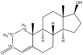 テストステロン-2,3,4-13C3 溶液 化学構造式