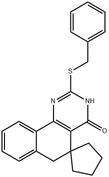 2-(benzylsulfanyl)-3H-spiro[benzo[h]quinazoline-5,1'-cyclopentan]-4(6H)-one Struktur