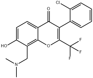 3-(2-chlorophenyl)-8-[(dimethylamino)methyl]-7-hydroxy-2-(trifluoromethyl)-4H-chromen-4-one Struktur
