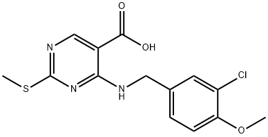 4-((3-Chloro-4-methoxybenzyl)amino)-2-(methylthio)pyrimidine-5-carboxylic acid Struktur